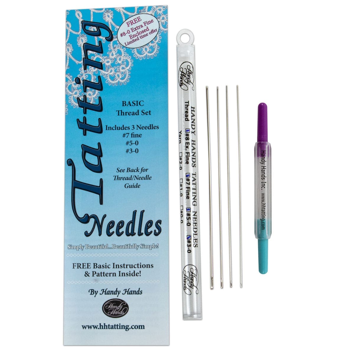 #5-0 Handy Hands ST11P Learn Needle Tatting Step By Step Kit-With #7 #3-0 Needles & Threader 